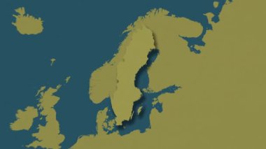 İsveç haritası - sağlam. Gölge. Şablon. Etiketler