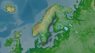 İsveç haritası - sağlam. Gölge. Fiziksel.