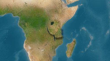 Tanzanya haritası - özüt. Gölge. Uydu.