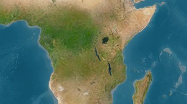 Tanzanya haritası - süzül. Gölge. Uydu.