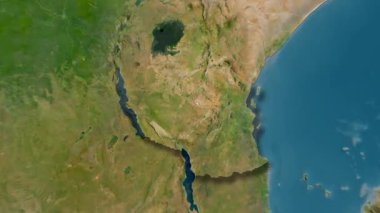 Tanzanya haritası - sağlam. Gölge. Uydu. Etiketler