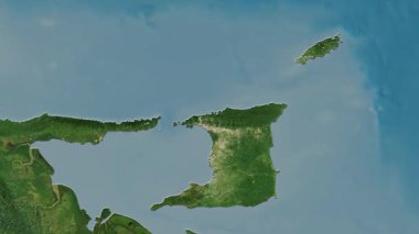 Trinidad ve Tobago haritası - sür. Gölge. Uydu.