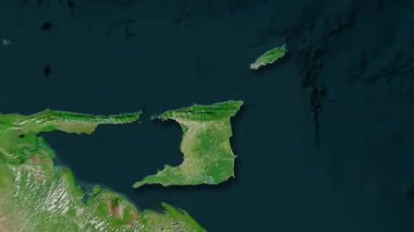 Trinidad ve Tobago haritası sağlam. Gölge. Uydu. Etiketler