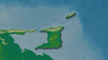 Trinidad ve Tobago haritası sağlam. Gölge. Fiziksel.