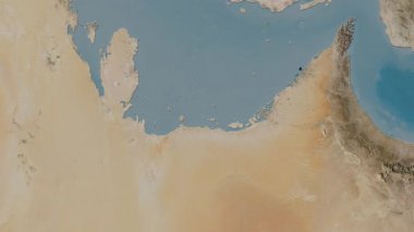 Birleşik Arap Emirlikleri haritası - sür. Gölge. Uydu.