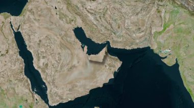 Birleşik Arap Emirlikleri haritası. Gölge. Uydu.