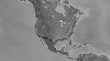 Birleşik Devletler haritası. Gölge. Gri Tonlama.