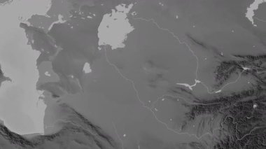 Özbekistan haritası - sür. Gölge. Gri Tonlama.