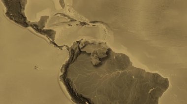 Venezuela haritası - özüt. Gölge. Sepia. Etiketler