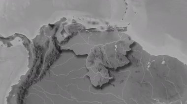 Venezuela haritası - katı. Gölge. Gri Tonlama.