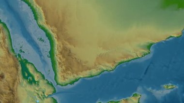 Yemen haritası - sür. Gölge. Fiziksel.