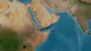 Yemen haritası, çıkarın. Gölge. Uydu. Etiketler