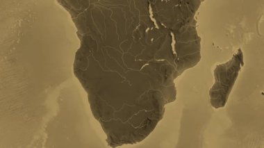 Zimbabwe haritası - süzül. Gölge. Sepya.