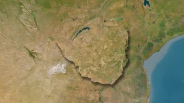 Zimbabwe haritası - sağlam. Gölge. Uydu. Etiketler