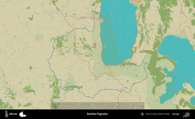 Bashkia Pogradec. Arnavutluk 'un idari alanı Topografik İnsani Stil Haritasında özetlendi