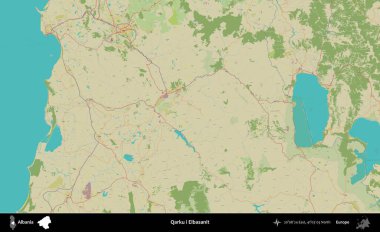 Qarku i Elbasanit. Arnavutluk 'un idari bölgesi Topografik İnsani Stil Haritasında