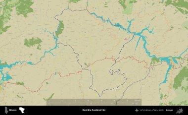 Bashkia Fushe-Arrez. Arnavutluk 'un idari alanı Topografik İnsani Stil Haritasında özetlendi