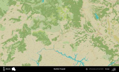 Bashkia Tropoje. Arnavutluk 'un idari bölgesi Topografik İnsani Stil Haritasında