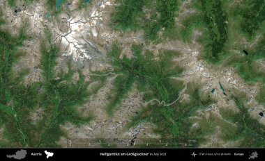 Heiligenblut am Grossglockner. Avusturya 'nın idari alanı, Temmuz 2022' de çekilen Global Mozaik Sentinel-2 karolarından oluşan bir uydu görüntüsüyle özetlendi.