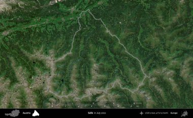 Solk. Avusturya 'nın idari alanı, Temmuz 2022' de çekilen Global Mozaik Sentinel-2 karolarından oluşan bir uydu görüntüsüyle özetlendi.