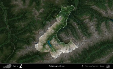 Finkenberg. Avusturya 'nın idari alanı, Temmuz 2022' de çekilen Global Mozaik Sentinel-2 karolarından oluşan koyu renkli bir uydu görüntüsü üzerinde vurgulandı ve özetlendi.