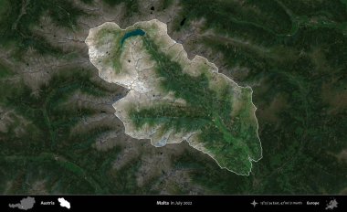 Malta. Avusturya 'nın idari alanı, Temmuz 2022' de çekilen Global Mozaik Sentinel-2 karolarından oluşan koyu renkli bir uydu görüntüsü üzerinde vurgulandı ve özetlendi.