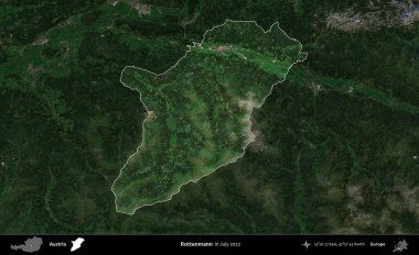 Rottenmann. Avusturya 'nın idari alanı, Temmuz 2022' de çekilen Global Mozaik Sentinel-2 karolarından oluşan koyu renkli bir uydu görüntüsü üzerinde vurgulandı ve özetlendi.