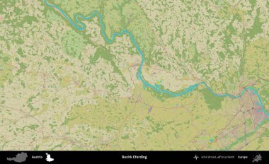 Bezirk Eferding. Topografik İnsani Yardım Stili Haritasında Avusturya 'nın idari alanı