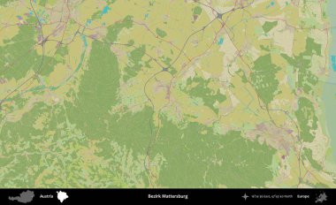 Bezirk Mattersburg. Topografik İnsani Yardım Stili Haritasında Avusturya 'nın idari alanı