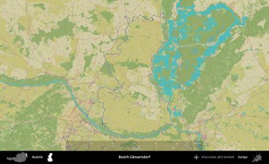 Bezirk Ganserndorf. Avusturya 'nın idari alanı Topografik İnsani Stil Haritası' nda özetlendi