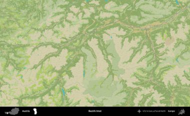 Bezirk Imst. Topografik İnsani Yardım Stili Haritasında Avusturya 'nın idari alanı