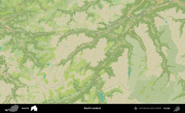 Bezirk Landeck. Topografik İnsani Yardım Stili Haritasında Avusturya 'nın idari alanı