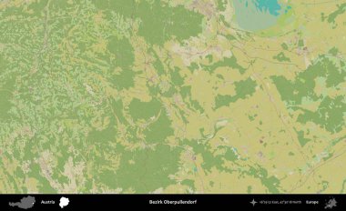 Bezirk Oberpullendorf. Topografik İnsani Yardım Stili Haritasında Avusturya 'nın idari alanı