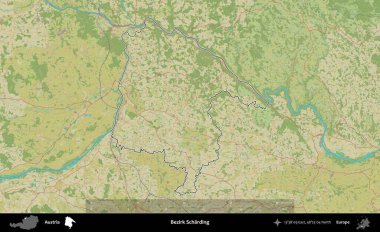 Bezirk Scharding. Avusturya 'nın idari alanı Topografik İnsani Stil Haritası' nda özetlendi