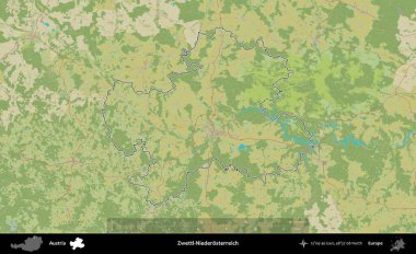 Zwettl-Niederosterreich. Avusturya 'nın idari alanı Topografik İnsani Stil Haritası' nda özetlendi
