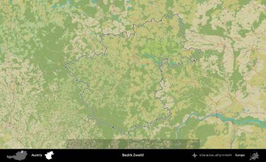 Bezirk Zwettl. Avusturya 'nın idari alanı Topografik İnsani Stil Haritası' nda özetlendi