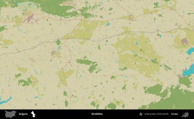 Straldzha. Bulgaristan 'ın Topografik İnsani Stil Haritası İdari Alanı