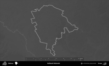 Nalibacki Sielsaviet. Beyaz Rusya 'nın idari alanı gri ölçekli yükseklik haritasında belirtilmiştir.