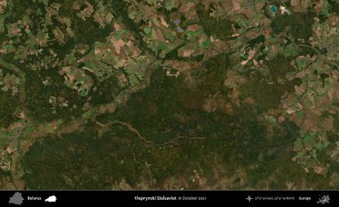 Vieprynski Sielsaviet. Ekim 2021 'de çekilen Global Mozaik Sentinel-2 karolarından oluşan bir uydu görüntüsü üzerinde Belarus' un idari alanı