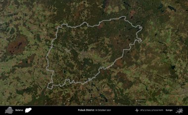 Polonya Bölgesi. Belarus 'un idari alanı, Global Mozaik Sentinel-2' nin Ekim 2021 'de çekilmiş bir uydu görüntüsüyle özetlenmiştir.