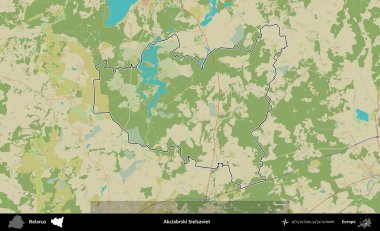 Akciabrski Sielsaviet. Belarus 'un idari alanı Topografik İnsani Stil Haritası' nda özetlenmiştir