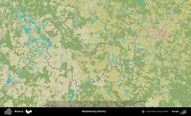 Biesankovicy Bölgesi. Belarus 'un idari alanı Topografik İnsani Stil Haritası' nda özetlenmiştir