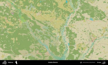 Brahin Bölgesi. Topografik İnsani Stil Haritasında Belarus 'un idari alanı