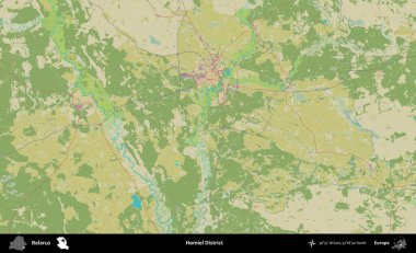 Homiel Bölgesi. Topografik İnsani Stil Haritasında Belarus 'un idari alanı