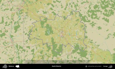 Horki Bölgesi. Belarus 'un idari alanı Topografik İnsani Stil Haritası' nda özetlenmiştir