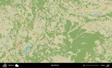 Iuje Bölgesi. Topografik İnsani Stil Haritasında Belarus 'un idari alanı