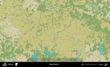 Kapyl Bölgesi. Belarus 'un idari alanı Topografik İnsani Stil Haritası' nda özetlenmiştir