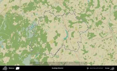 Kruhlaje Bölgesi. Belarus 'un idari alanı Topografik İnsani Stil Haritası' nda özetlenmiştir