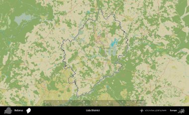 Lida Bölgesi. Belarus 'un idari alanı Topografik İnsani Stil Haritası' nda özetlenmiştir