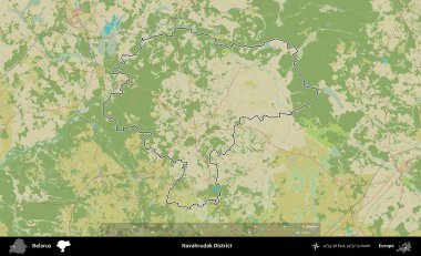 Navahrudak Bölgesi. Belarus 'un idari alanı Topografik İnsani Stil Haritası' nda özetlenmiştir